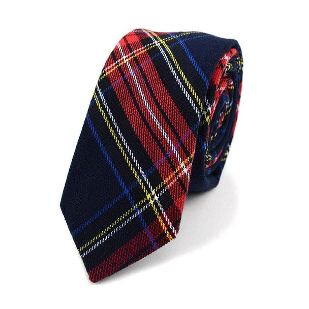 Men's Plaid Flannel 2.25" Cotton Slim Tie - MPPW1640 - Bundle Bus