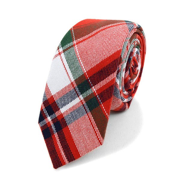 Men's Plaid Flannel 2.25" Cotton Slim Tie - MPPW1641 - Bundle Bus