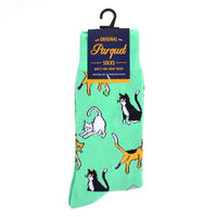 Men's Playful Cats Novelty Socks - NVS19548-TQ - Bundle Bus