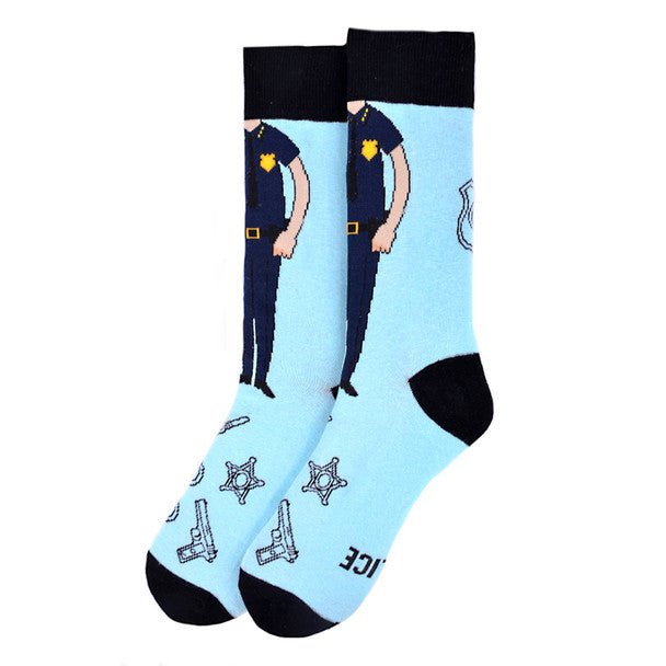 Men's Police Officer Novelty Socks - NVS19576-SKBL - Bundle Bus