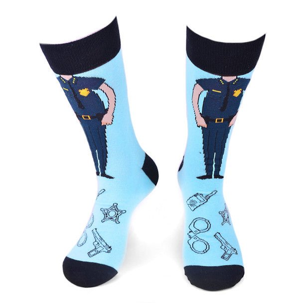 Men's Police Officer Novelty Socks - NVS19576-SKBL - Bundle Bus