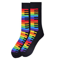 Men's Rainbow Keys Novelty Socks - NVS19571-BK - Bundle Bus