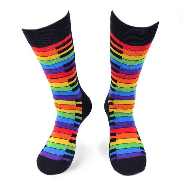 Men's Rainbow Keys Novelty Socks - NVS19571-BK - Bundle Bus