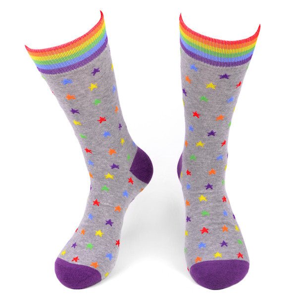 Men's Rainbow Stars Novelty Socks - NVS19580 - Bundle Bus