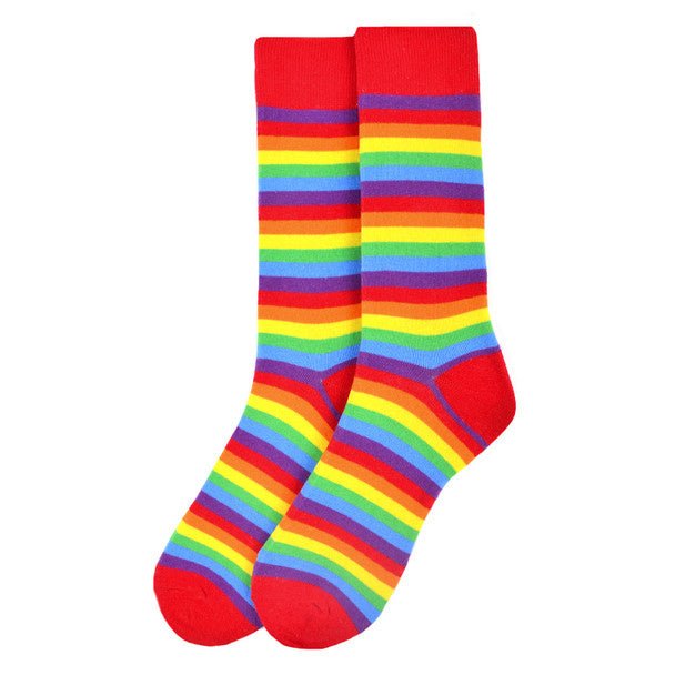 Men's Rainbow Striped Novelty Socks - NVS19581 - Bundle Bus