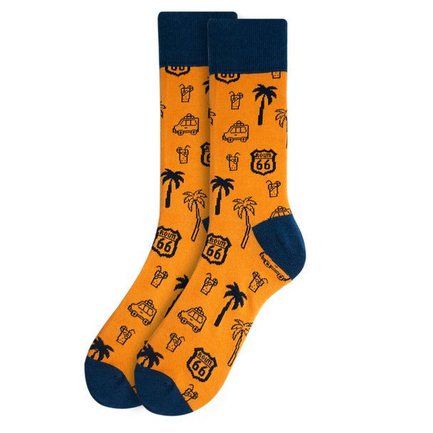 Men's Route 66 Novelty Fun Socks - NVS19403-OR - Bundle Bus