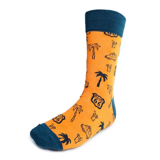 Men's Route 66 Novelty Fun Socks - NVS19403-OR - Bundle Bus