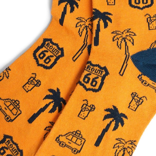 Men's Route 66 Novelty Fun Socks - NVS19403-OR - Bundle Bus