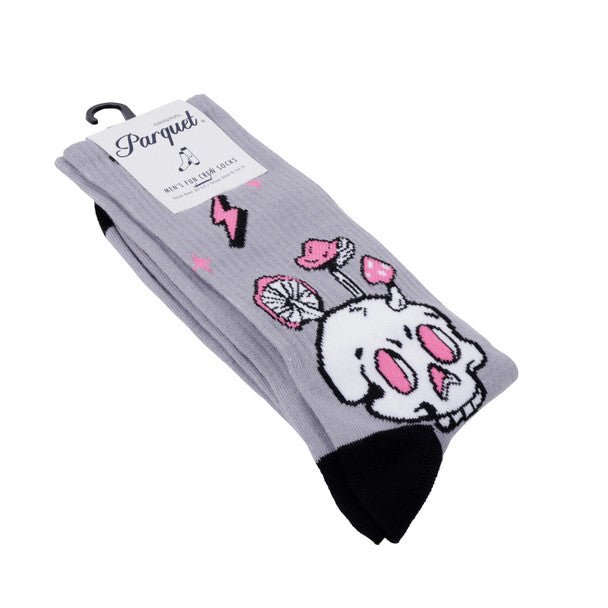 Men's Skull Mushroom Novelty Socks-NVPS2037-GRY - Bundle Bus