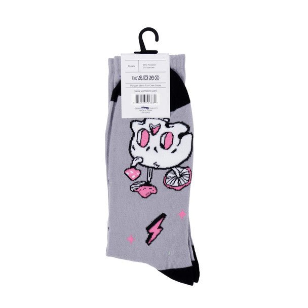 Men's Skull Mushroom Novelty Socks-NVPS2037-GRY - Bundle Bus