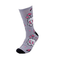 Men's Skull Mushroom Novelty Socks-NVPS2037-GRY - Bundle Bus