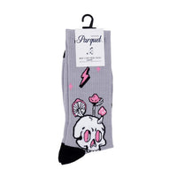 Men's Skull Mushroom Novelty Socks-NVPS2037-GRY - Bundle Bus