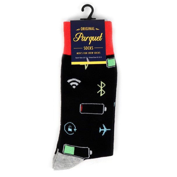 Men's Smart Phone Novelty Socks - NVS19510-BK - Bundle Bus