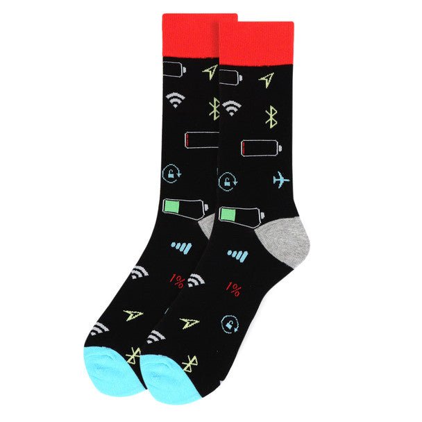 Men's Smart Phone Novelty Socks - NVS19510-BK - Bundle Bus