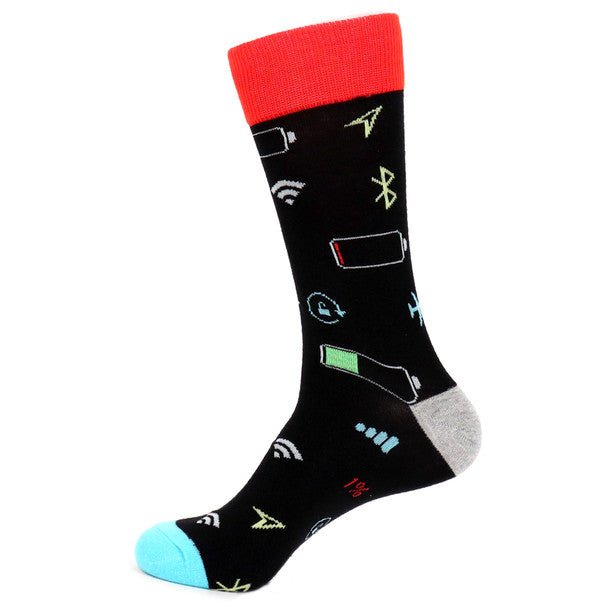 Men's Smart Phone Novelty Socks - NVS19510-BK - Bundle Bus