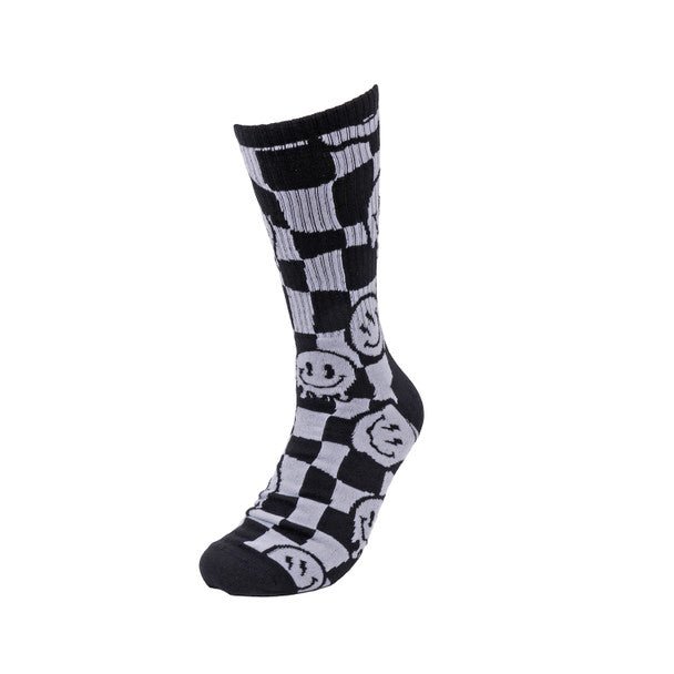 Men's Smiley Checkerboard Novelty Socks-NVPS2034 - Bundle Bus