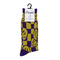 Men's Smiley Checkerboard Novelty Socks-NVPS2034 - Bundle Bus