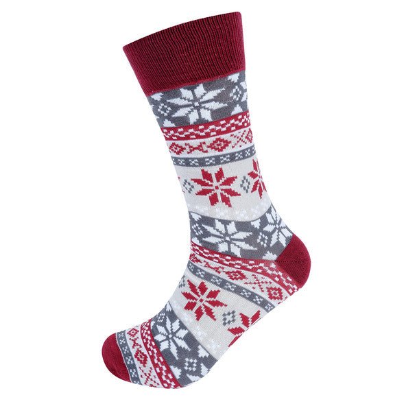 Men's Snowflake Novelty Socks- NVS19618-BUR - Bundle Bus