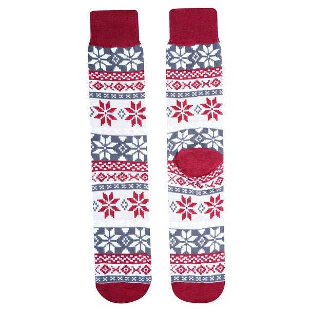 Men's Snowflake Novelty Socks- NVS19618-BUR - Bundle Bus