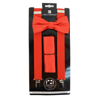 Men's Solid Color Clip-on Suspenders, Bow Tie and Pocket Square - BTHSU6308 - Bundle Bus