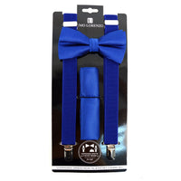 Men's Solid Color Clip-on Suspenders, Bow Tie and Pocket Square - BTHSU6308 - Bundle Bus