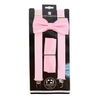 Men's Solid Color Clip-on Suspenders, Bow Tie and Pocket Square - BTHSU6308 - Bundle Bus