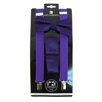 Men's Solid Color Clip-on Suspenders, Bow Tie and Pocket Square - BTHSU6308 - Bundle Bus