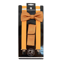 Men's Solid Color Clip-on Suspenders, Bow Tie and Pocket Square - BTHSU6308 - Bundle Bus