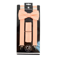 Men's Solid Color Clip-on Suspenders, Bow Tie and Pocket Square - BTHSU6308 - Bundle Bus