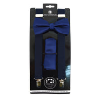 Men's Solid Color Clip-on Suspenders, Bow Tie and Pocket Square - BTHSU6308 - Bundle Bus