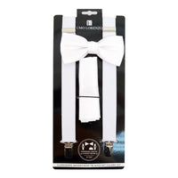Men's Solid Color Clip-on Suspenders, Bow Tie and Pocket Square - BTHSU6308 - Bundle Bus