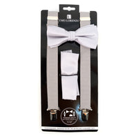 Men's Solid Color Clip-on Suspenders, Bow Tie and Pocket Square - BTHSU6308 - Bundle Bus