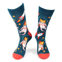 Men's Space Cats Novelty Socks - NVS19549-GRNV - Bundle Bus