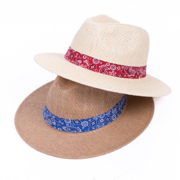 Men's S/S Paisley Bandana Banded Fashion Fedora hat-FSS17138 - Bundle Bus