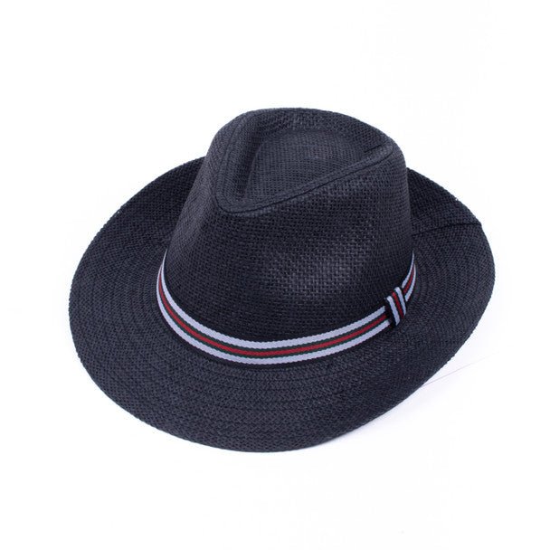 Men's S/S Tri-Color Banded Wide Brim Fashion Fedora Hat- FSS17128 - Bundle Bus