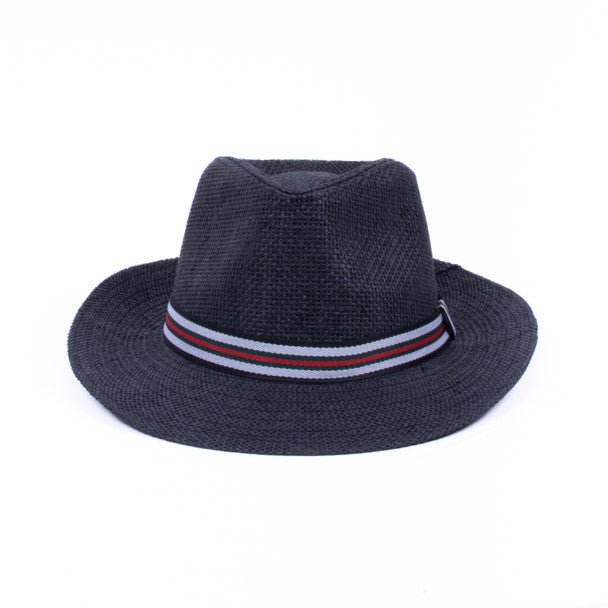 Men's S/S Tri-Color Banded Wide Brim Fashion Fedora Hat- FSS17128 - Bundle Bus