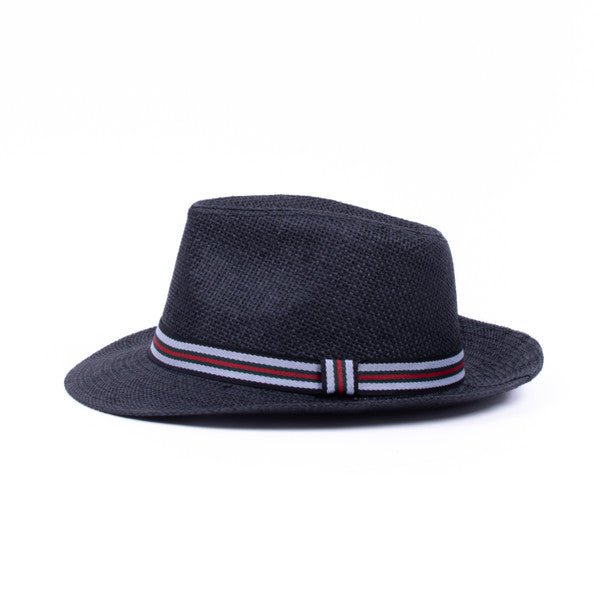 Men's S/S Tri-Color Banded Wide Brim Fashion Fedora Hat- FSS17128 - Bundle Bus