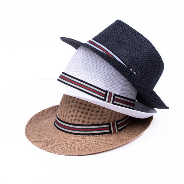 Men's S/S Tri-Color Banded Wide Brim Fashion Fedora Hat- FSS17128 - Bundle Bus