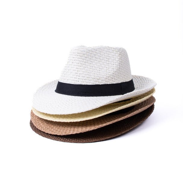 Men's S/S Wide Brim Black Banded Trilby Fashion Fedora Hat - FSS17132 - Bundle Bus