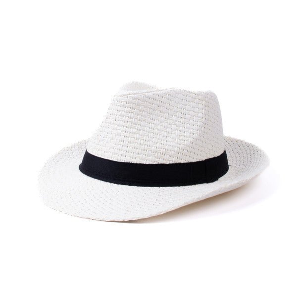 Men's S/S Wide Brim Black Banded Trilby Fashion Fedora Hat - FSS17132 - Bundle Bus