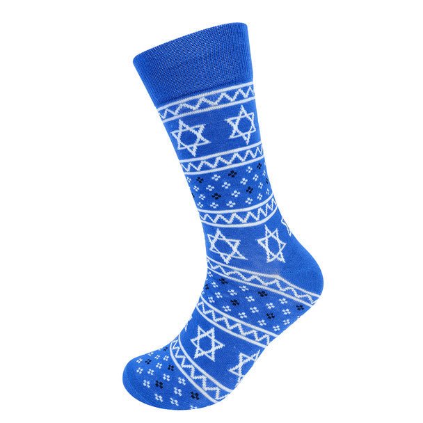 Men's Star of David - Hanukkah - Novelty Socks- NVS19613-BL - Bundle Bus