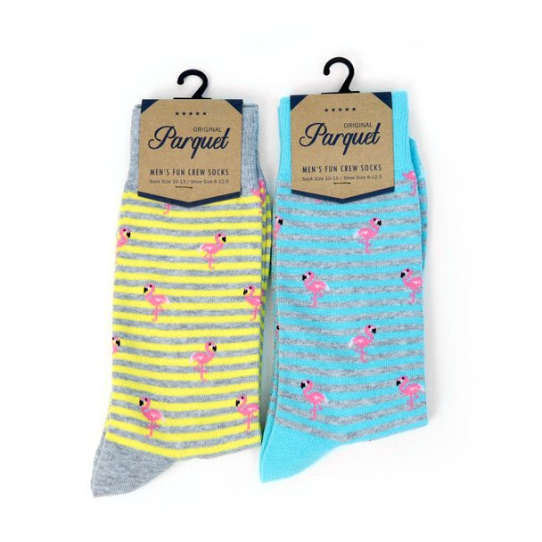 Men's Striped Flamingo Premium Collection Novelty Socks - NVPS2000 - Bundle Bus