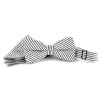 Men's Striped Seersucker Cotton Bow Tie & Hanky Set - CTBH1732 - Bundle Bus