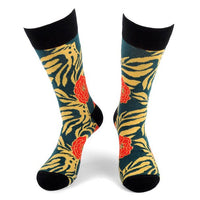 Men's Tropical Flower Novelty Socks - NVS19559-TL - Bundle Bus