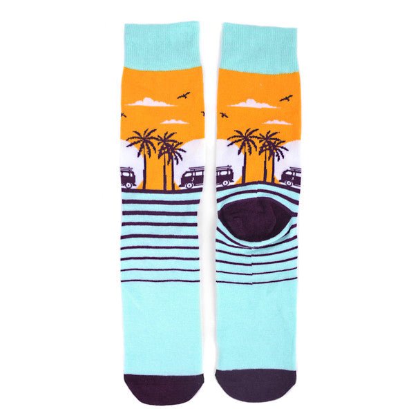 Men's Tropical Sunset Novelty Socks - NVS19551 - Bundle Bus