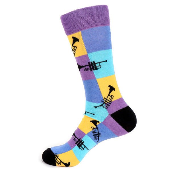 Men's Trumpet Novelty Socks - NVS19525-PUR - Bundle Bus