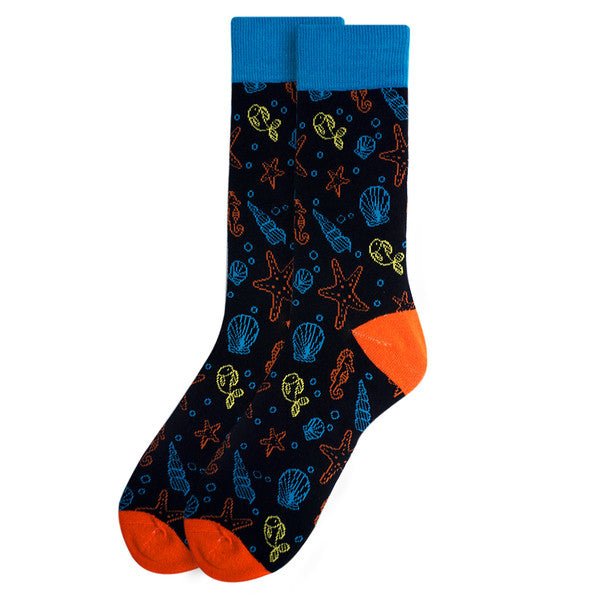 Men's Under the Sea Novelty Fun Socks - NVS19401-BK - Bundle Bus