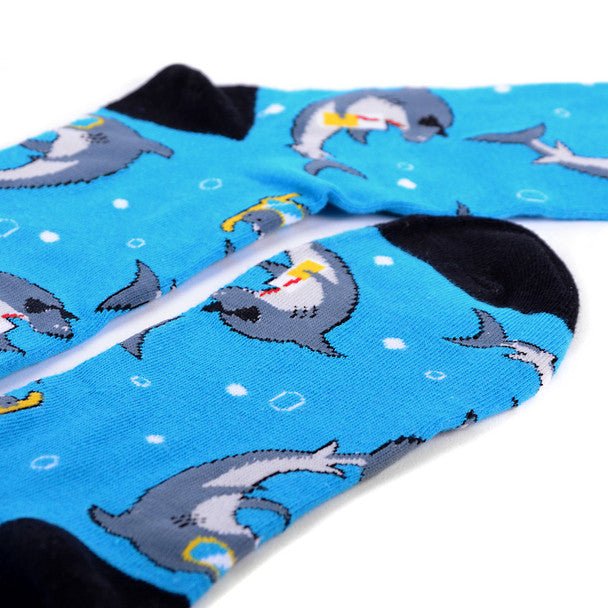 Men's Vacation Sharks Novelty Socks - NVS19547-BL - Bundle Bus