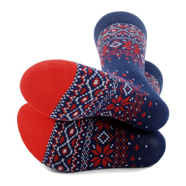 Men's Vintage Winter Pattern Novelty Socks - NVS19567-NV - Bundle Bus