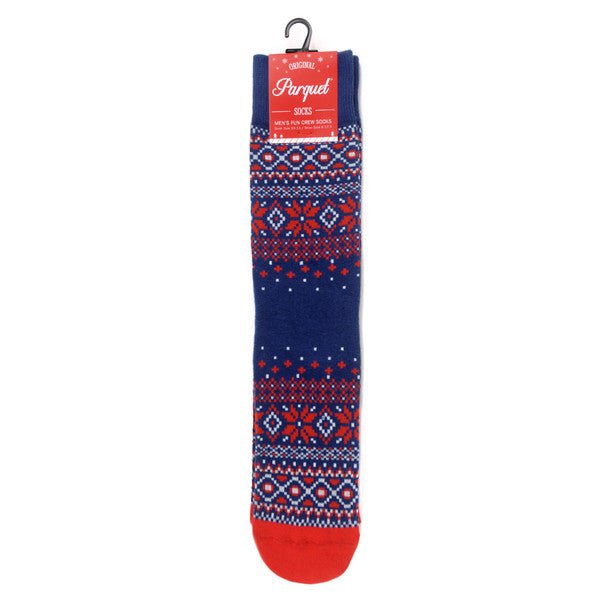 Men's Vintage Winter Pattern Novelty Socks - NVS19567-NV - Bundle Bus